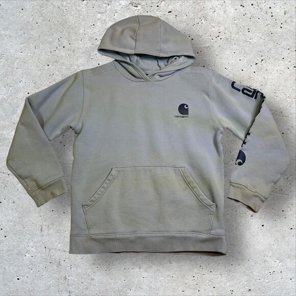 Carhartt Hoodie Youth Size Large (14-16) Blue Workwear Pullover Chest Logo - Picture 1 of 11